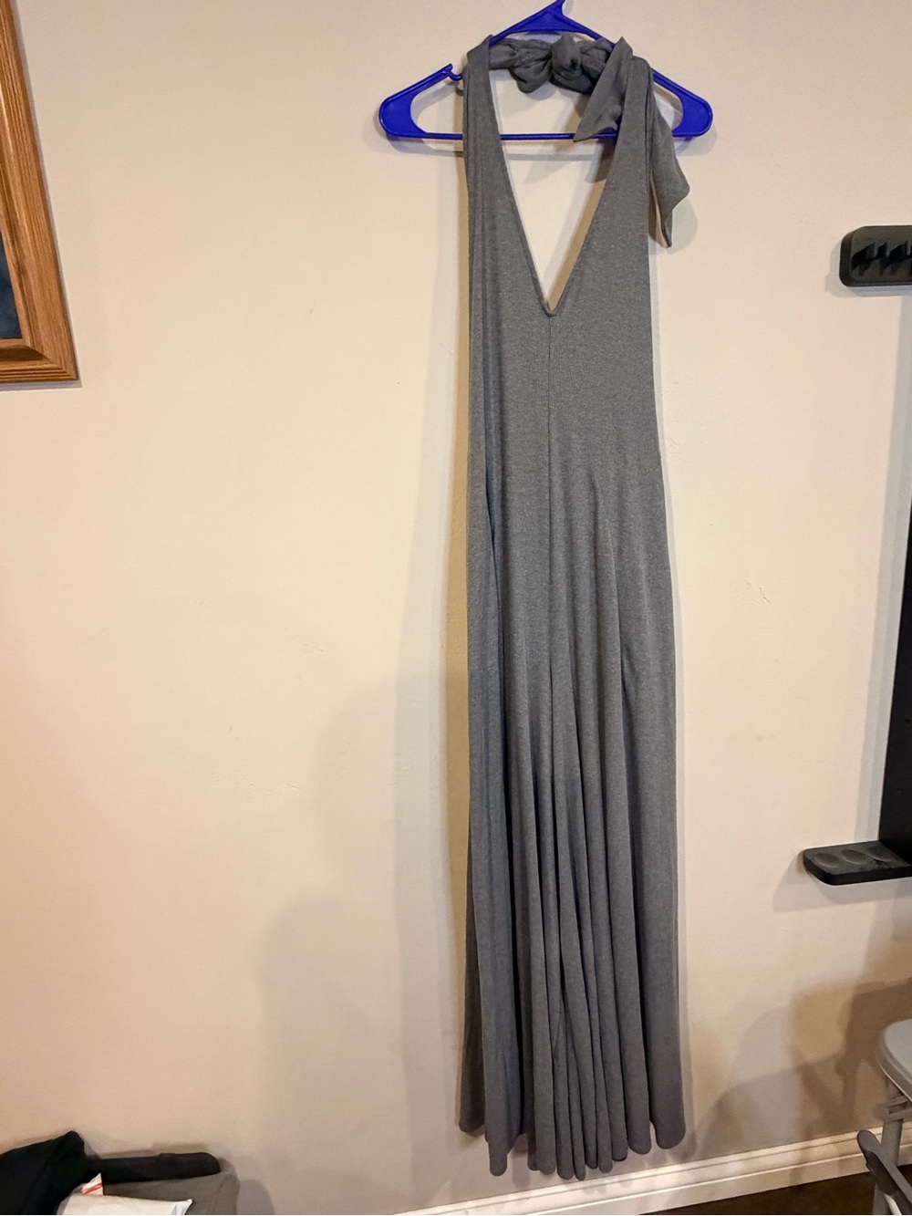 Free People Beach Halter-Neck Wide-Leg Jumpsuit Ribbed Gray MSRP $118 - Picture 2 of 7